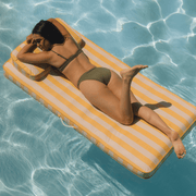 Yellow Cabana Striped Flat Fabric Lounger Pool Float